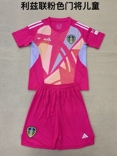 24-25 Leeds United Pink Goalkeeper Kids+Adult Set