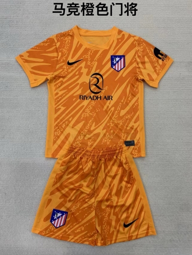 24-25 Atletico Madrid Orange Goalkeeper Kids+Adult Set