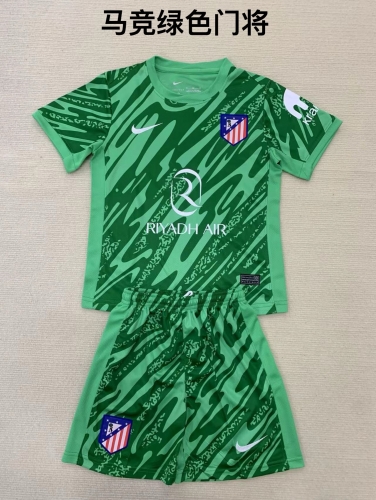 24-25 Atletico Madrid Green Goalkeeper Kids+Adult Set