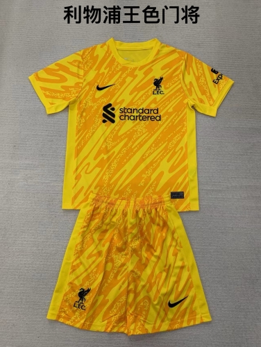 24-25 Liverpool Yellow Goalkeeper Kids+Adult Set