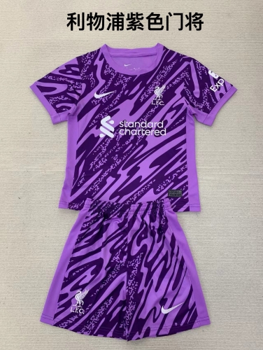 24-25 Liverpool Purple Goalkeeper Kids+Adult Set