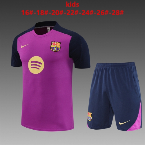 25-26 Short sleeved Barcelona Purple Kids+Adult Set