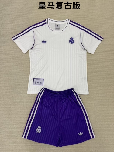 25-26 Real Madrid Retro Edition Kids+Adult Set