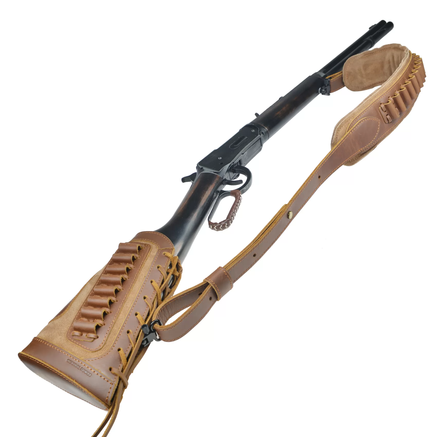 OP ORIGINAL POWER Leather Rifle Buttstock cheek rest with Matched Rifle Sling for.22 .357.30-30 .30-06 .30-30.45-70 12GA