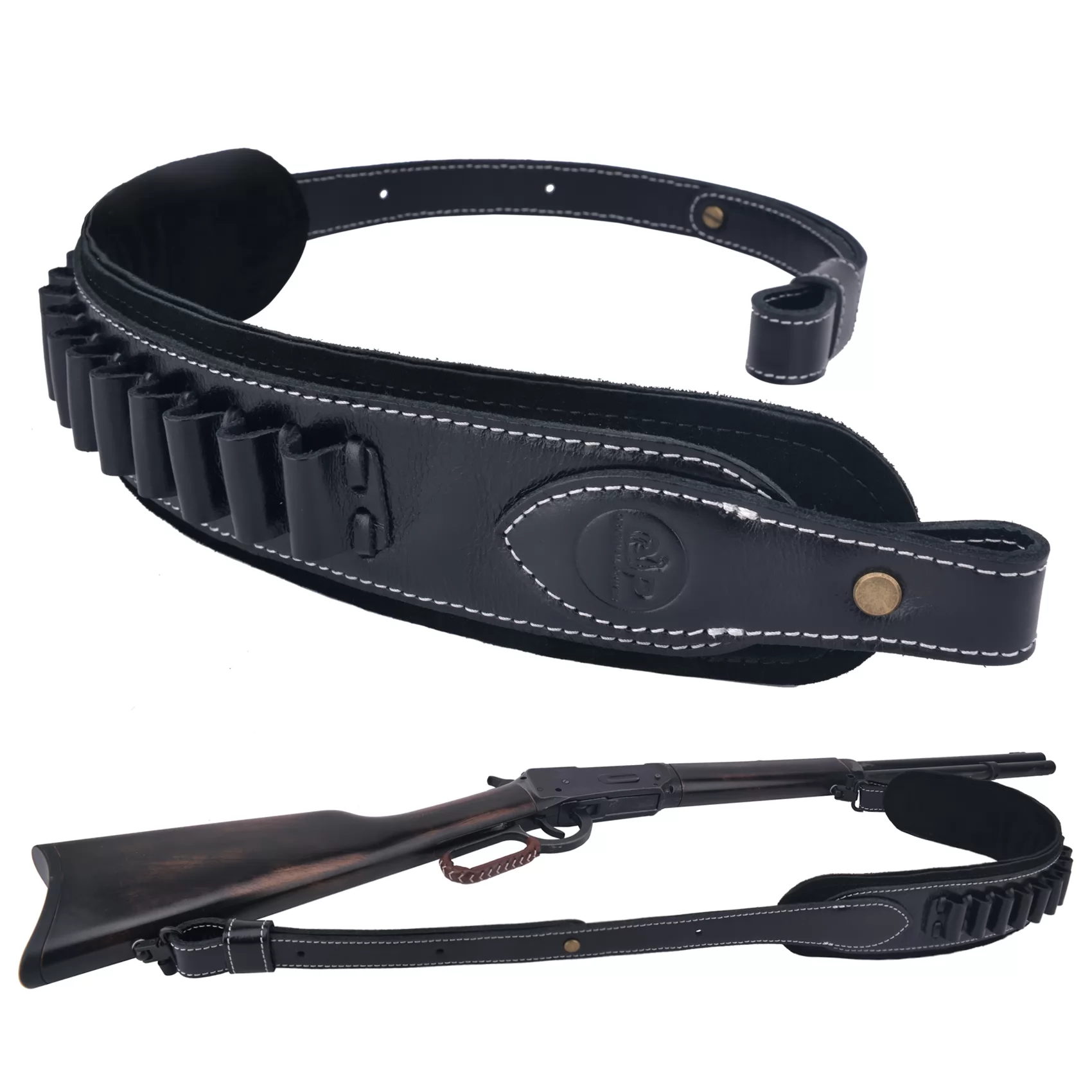 .357 .30-30 .38 Leather Gun Sling Rifle Tactical Strap with Shell Holder