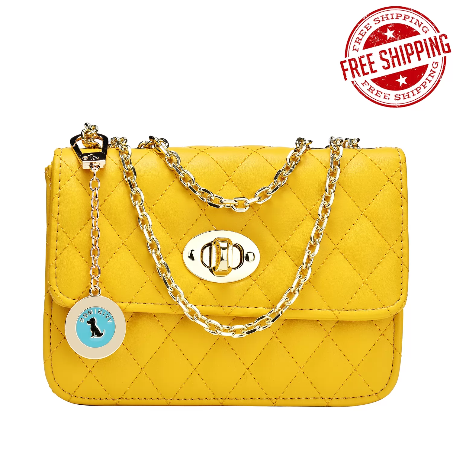 Dominivv Handbag-Shoulder Bags/Crossbody Bags-Yellow Quilted