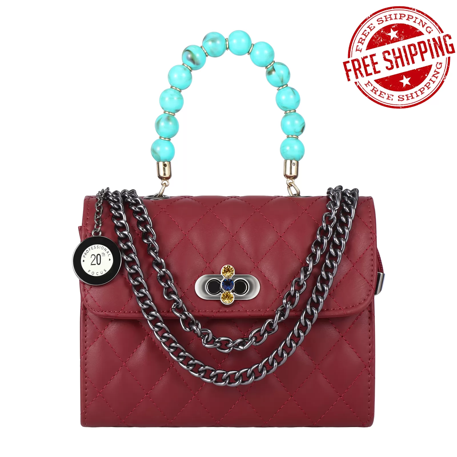 Dominivv Handbag-Shoulder Bag-Blue Bead Ball Handle