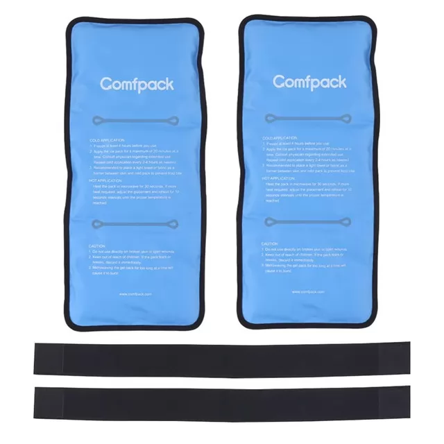 Comfpack Reusable Gel Ice Packs with Straps for Knee, Shoulder, Foot, Injury Recovery, Swelling & Sprains--M