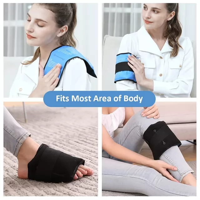 Comfpack Reusable Gel Ice Packs with Straps for Knee, Shoulder, Foot, Injury Recovery, Swelling & Sprains--M