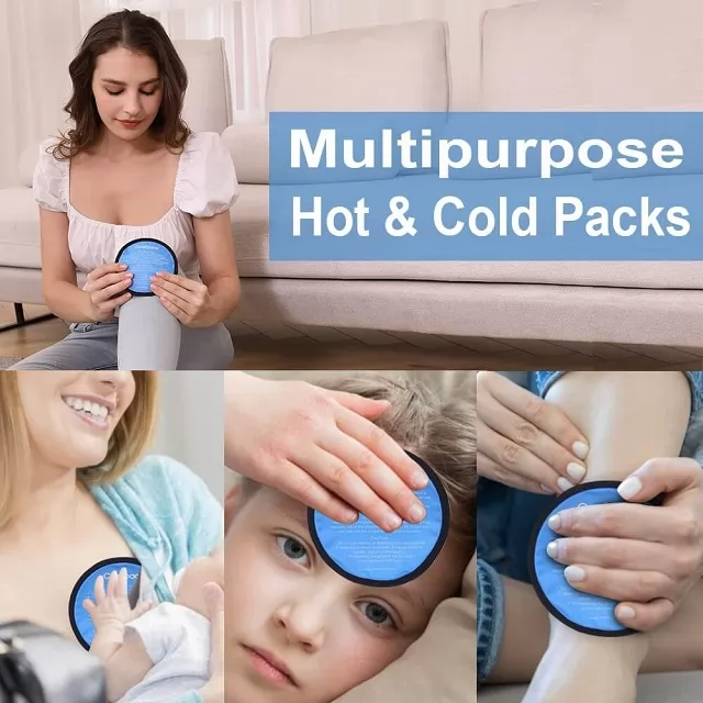 Comfpack Round Gel Ice Pack with 2 Straps 4 Packs Reusable Hot Cold Packs for Wisdom Teeth, Swelling, Migraine, Headaches