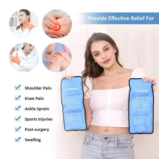 LotFancy Reusable Gel Ice Pack Wrap, 2 Cold Packs With Elastic Strap For Hot Cold Therapy