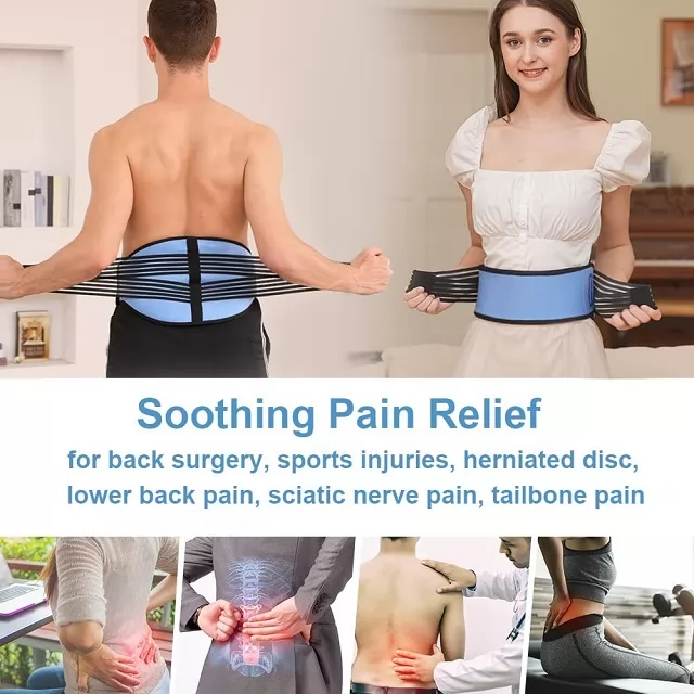 Comfpack Back Ice Pack gel for Lower Back Pain Relief Reusable Cold and Hot Therapy Ice Wrap