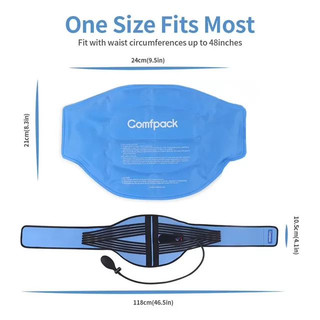 Comfpack Back Ice Pack with  Air Pump Hot Cold Therapy Gel Ice Pack for Back Pain Relief