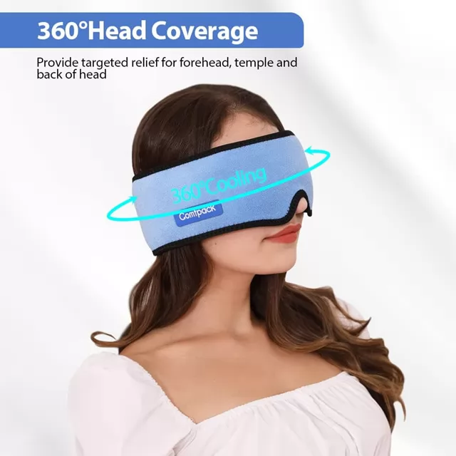 Comfpack Head Ice Pack Migraine Hat, Cold Compress Therapy Gel Ice Pack for Headache, Tension, Menopause, Stress Relief