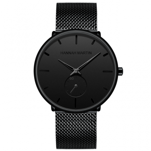 HANNAH MARTIN Steel belt black waterproof personality fashionable quartz men's watch