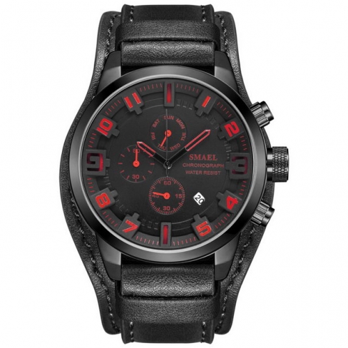 SMAEL leather strap waterproof watch Men's luminous calendar watch quartz watch