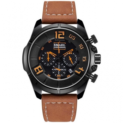 SMAEL  leather watchband waterproof watch men's fashion luminous watch Calendar quartz watch
