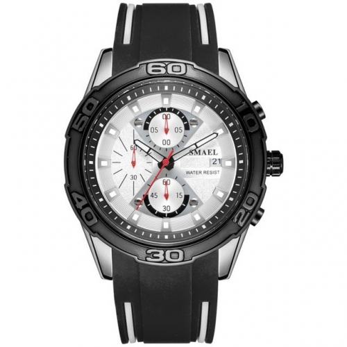SMAEL silicone strap waterproof watch men's fashion luminous watch calendar 6 pin quartz watch