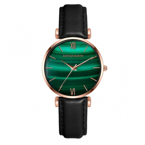 HANNAH MARTIN Japanese movement Korean agate peacock green lady watch