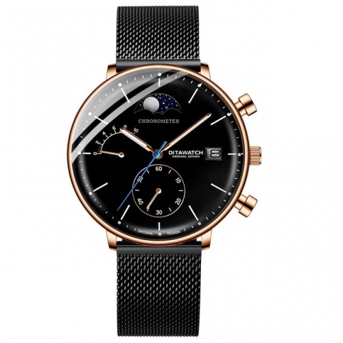 DITA Moon Phase Display Luminous Waterproof Quartz Men's Watch