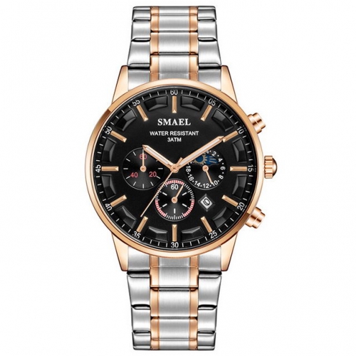 SMAEL Versatile Steel strap Calendar Luminous watch waterproof quartz watch for men