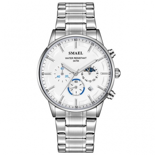 SMAEL Versatile Steel strap Calendar Luminous watch waterproof quartz watch for men