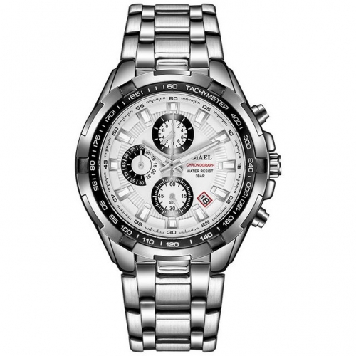 SMAEL Steel Business waterproof watch Men's Fashion Glint Watch Calendar 6 pin quartz watch