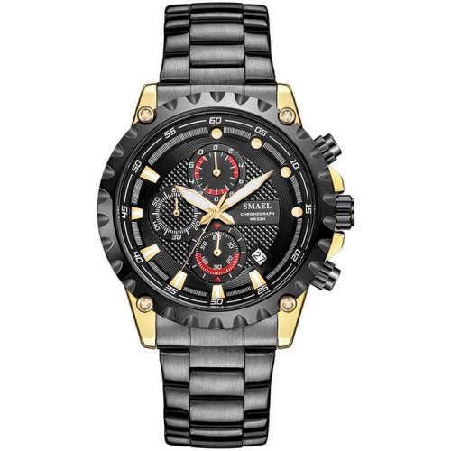 SMAEL Multi - purpose watch Outdoor sport steel strap male watch waterproof timing quartz watch