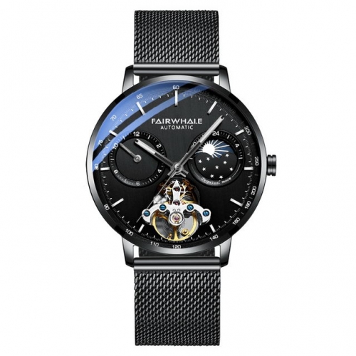 FAIRWHALE Automatic Flying wheel Waterproof Hollow Men's Watch