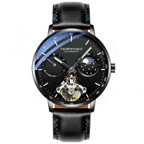 FAIRWHALE Automatic Flying wheel Waterproof Hollow Men's Watch