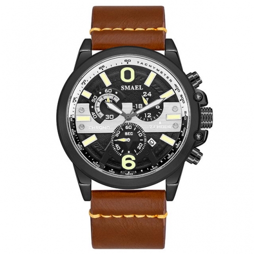 SMAEL Business Fashion formal outdoor sports waterproof timing quartz skin strap male watch
