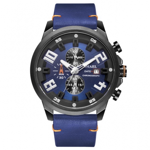 SMAEL Sport quartz waterproof luminous calendar leather multi-purpose men's wristwatch