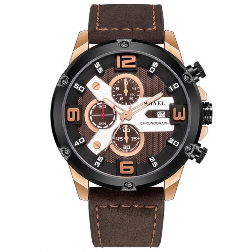 SMAEL quartz waterproof calendar leather multi - function man wrist watch