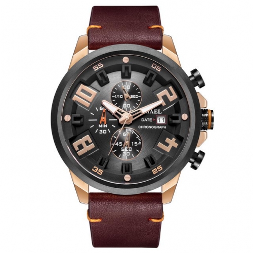 SMAEL Sport quartz waterproof luminous calendar leather multi-purpose men's wristwatch