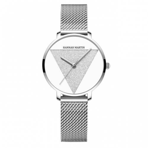 HANNAH MARTIN Japanese movement waterproof fashion stainless steel Milan mesh belt triangle ladies watch