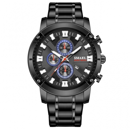 SMAEL Outdoor Sport quartz waterproof calendar with steel strap multifunctional men's watch