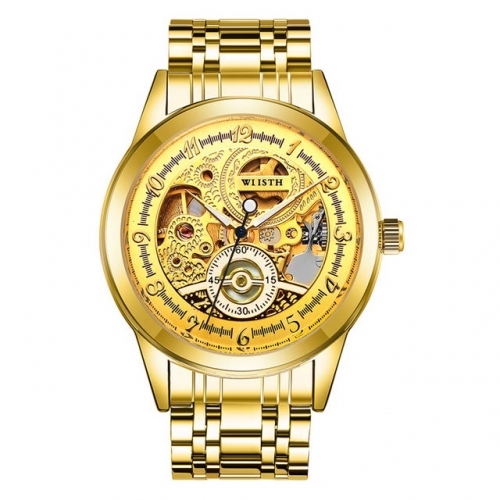 WLISTH Exquisite Gold Double side hollow dial Automatic Men's Watch