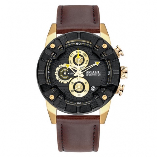 SMAEL Quartz waterproof calendar leather multi-purpose business man watch