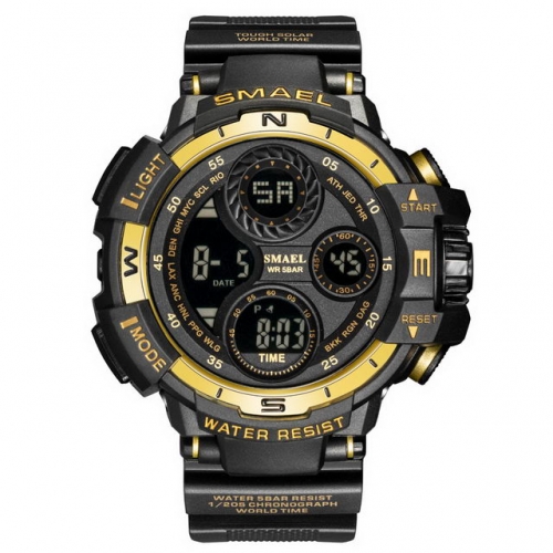 SMAEL alarm clock Luminous waterproof week month displays men's digital watch