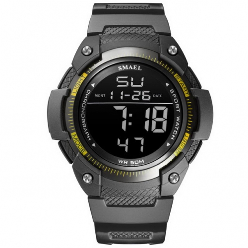 SMAEL Fashion Sports Leisure alarm clock luminous waterproof 24-hour indicator for men's digital watch