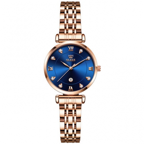 OLEVS shinning diamond inlaid dial calendar display waterproof steel belt quartz ladies watch