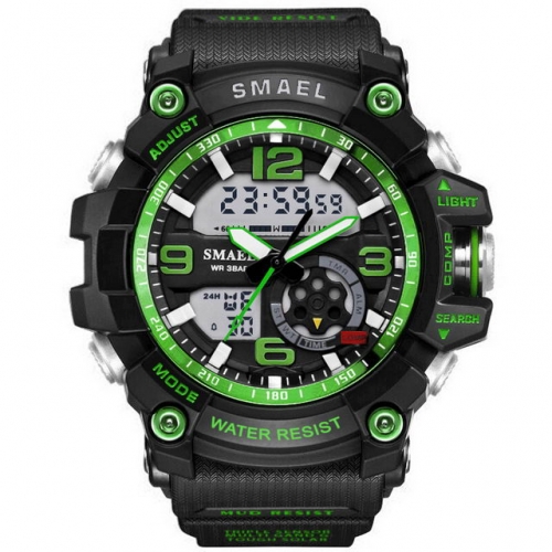 SMAEL digital and pointer double display outdoor sport multi-function waterproof electronic men's watch