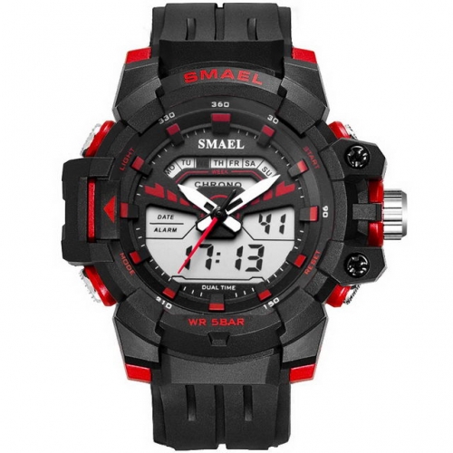 SMAEL multi-function textured multi level dial outdoor sport waterproof quartz electronic men's watch