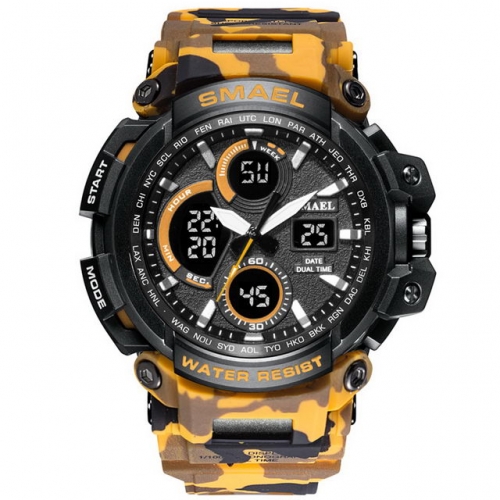 SMAEL camouflage style multi-function unisex outdoor sport waterproof quartz electronic men's watch