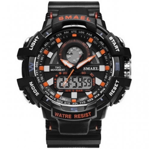 SMAEL fashion color matching double movements steel strip quartz electronic men's watch