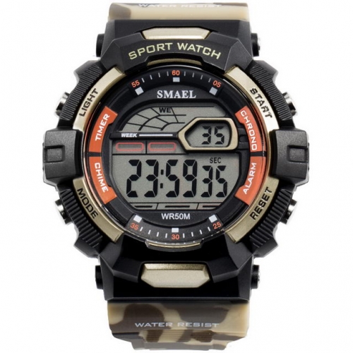 SMAEL camouflage big dial outdoor sport luminous waterproof multi-function electronic men's watch