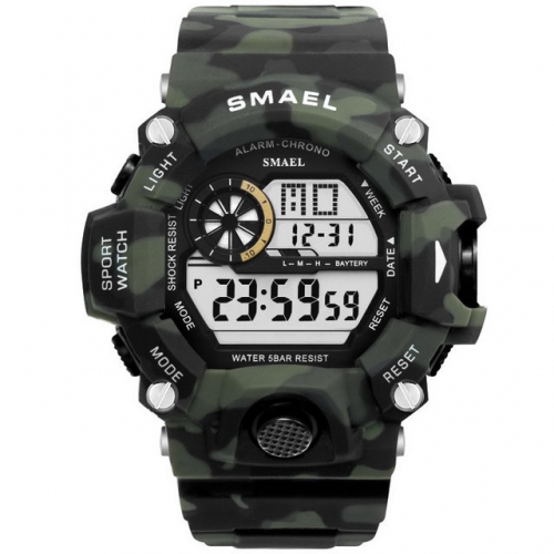 SMAEL camouflage color matching outdoor sport multi-function waterproof electronic men's watch