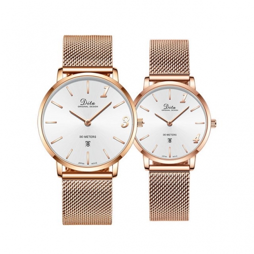 DITA Light luxury Double needle design Waterproof Quartz Lovers Watch