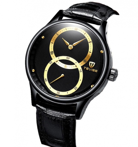 TEVISE simplicity personality circle pointer dial leather strip waterproof automatic men's watch