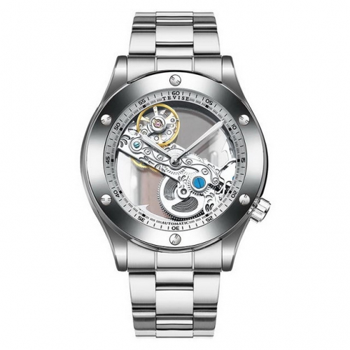 TEVISE steel band personality big flywheel transparent dial luminous waterproof automatic men's watch